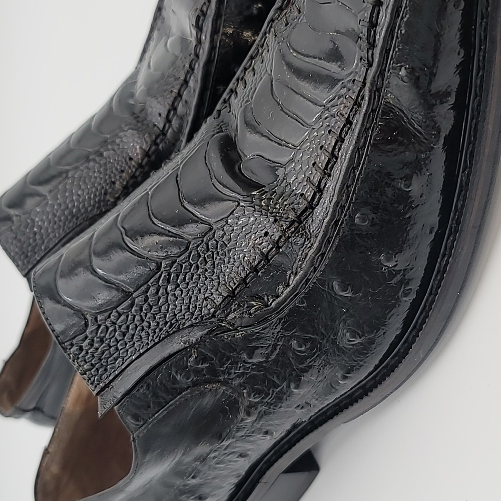 STACY ADAMS sz11 Alligator & Ostrich Leather Loafers Chisel Toe